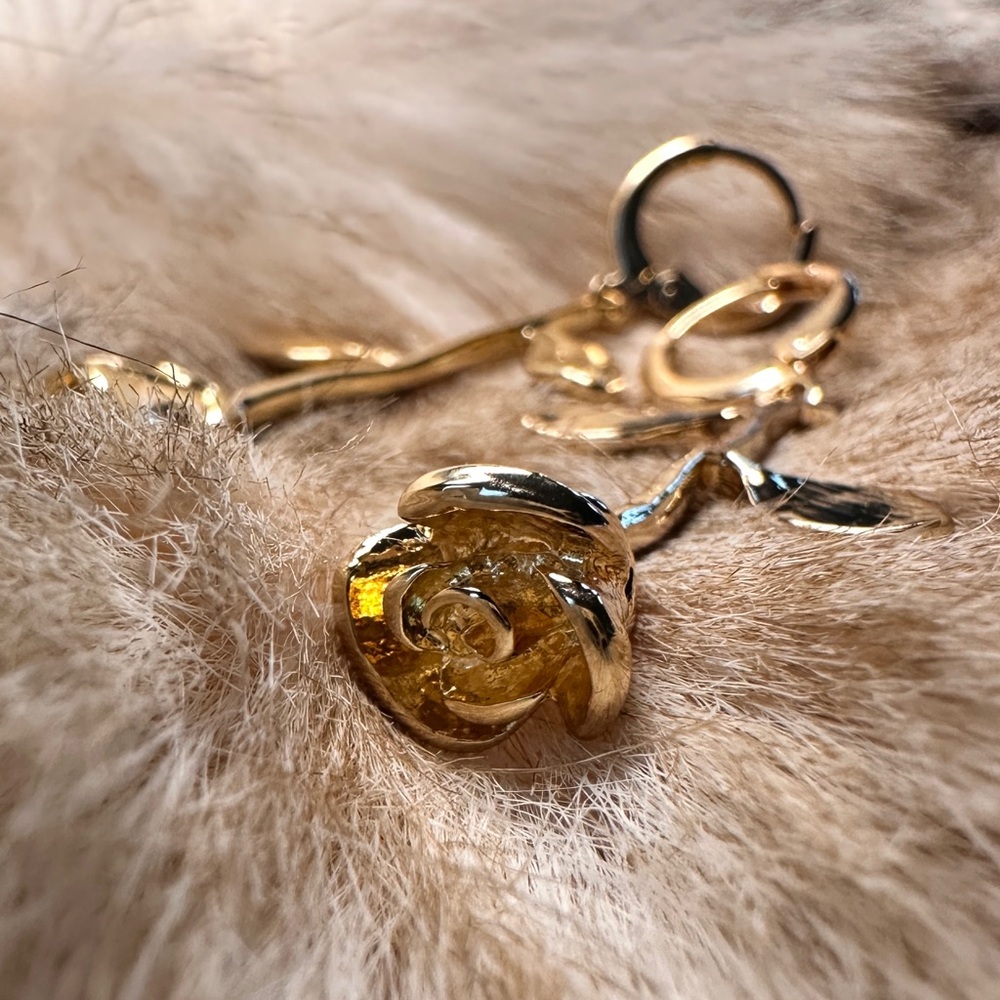 Fashion Nova "Final Rose" Gold Tone Dangle Earrings